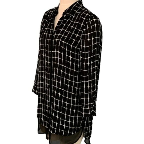 Chico's Black Label Grid Pattern Tunic Top Sz 0 (S/4) #2E - Picture 6 of 14